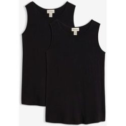 bonprix Shirttop Packung, 2 Stk. Longtop in dezenter A-Linie, ärmellos, Viskose-Jersey mit Stretch