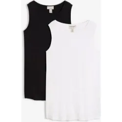 bonprix Shirttop Packung, 2 tlg. Longtop in dezenter A-Linie, ärmellos, Viskose-Jersey mit Stretch