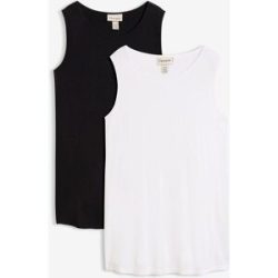 bonprix Shirttop Packung, 2 tlg. Longtop in dezenter A-Linie, ärmellos, Viskose-Jersey mit Stretch