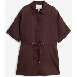 bonprix Longbluse aus reinem Leinenbraun 36Damen
