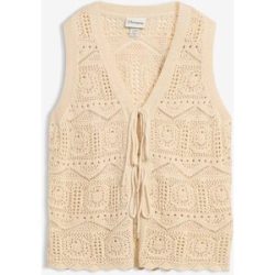bonprix Ajour-Strickweste aus Baumwoll-Mixbeige 52Damen