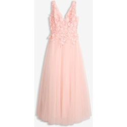 bonprix Maxikleid aus zartem Tüll mit Blumen-Applikationrosa 48Damen