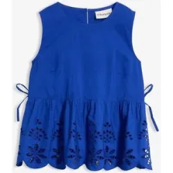 bonprix Ärmelloses Blusentop mit Schlitz und Lochstickereiblau 42Damen