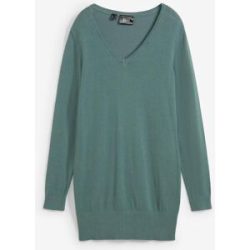 bonprix Basic Longpullover mit V-Ausschnittgrün 40Damen