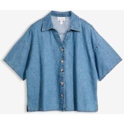 bonprix Jeans-Tunikabluse aus Bio-Baumwolleblau 46Damen
