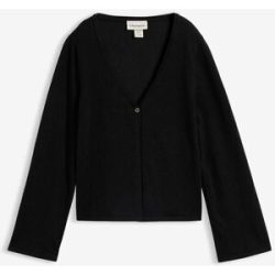 bonprix Feinstrickjacke aus Baumwoll-Mixschwarz 48Damen