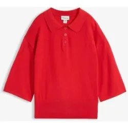 bonprix Polo-Pullover aus Baumwoll-Mixrot 36Damen