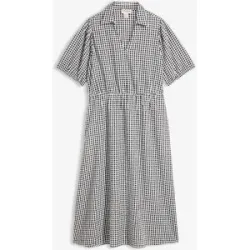 bonprix Seersucker-Midikleid aus reiner Baumwolleschwarz 48Damen
