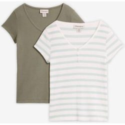 bonprix T-Shirt aus reiner Bio-Baumwolle (2er Pack)weiß 48Damen