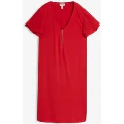 bonprix Shirtkleid mit Chiffonärmelnrot 52Damen