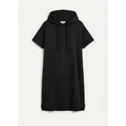bonprix Sweatkleid aus Baumwolle, Loose fit, mit Kapuze, mit Kangaroo-Tasche, Kurzarm