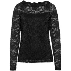 bonprix Spitzen-Langarmshirtschwarz 44Damen