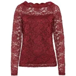 bonprix Langarmshirt Slim fit Passform, mit Spitzen-Details, unifarben