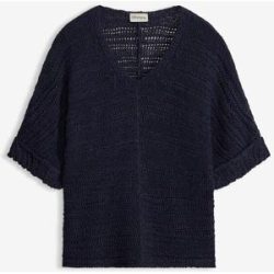 bonprix Grobstrick-Pullover in Bändchengarnblau 40Damen