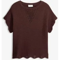 bonprix Kurzarm Pullover mit Glitzergarnbraun 52Damen