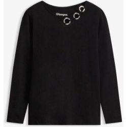 bonprix Langarmshirt bequeme Passform, Langarm, tolle Ösen-Details