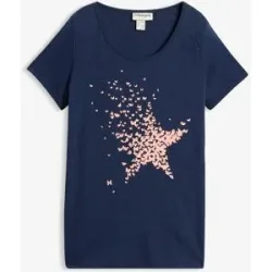 bonprix Flammgarn-Shirt aus Bio-Baumwolle, kurzarmblau 48Damen