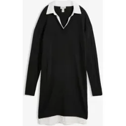 bonprix Strickkleid mit Blusen-Einsatzschwarz 36Damen