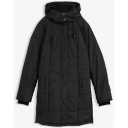 bonprix Long-Steppjacke, wattiert mit Kragen und Kapuzeschwarz 50Damen