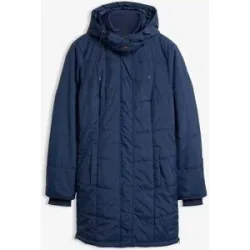 bonprix Long-Steppjacke, wattiert mit Kragen und Kapuzeblau 56Damen