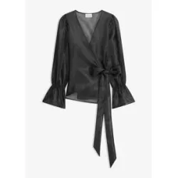 bonprix Bluse aus glänzendem Tüllschwarz 46Damen