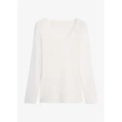 bonprix Ultralight Langarmshirt mit Rundhals-Ausschnitt aus Kaschmir-Mixweiß 4Damen