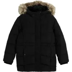 bonprix warm gefütterte Steppjacke mit Fellkapuzeschwarz 152Mädchen