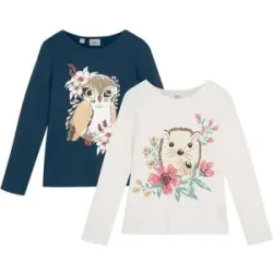 bonprix Langarmshirt Packung, 2 Stk. Regular Fit, mit Print, aus Baumwolle, im 2er-Pack