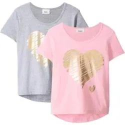 bonprix T-Shirt mit Bio-Baumwolle (2er Pack)grau 176Mädchen