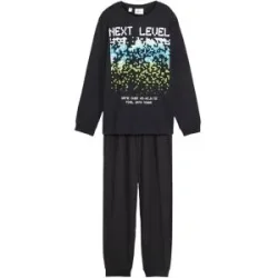 bonprix Pyjama aus reiner Baumwolle  (2-tlg. Set)schwarz 140Knaben