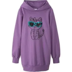 bonprix Oversize Sweatkleid aus reiner Bio-Baumwollelila 128Mädchen