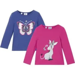 bonprix Langarmshirt (2er Pack) aus reiner Bio-Baumwolleblau 128Mädchen