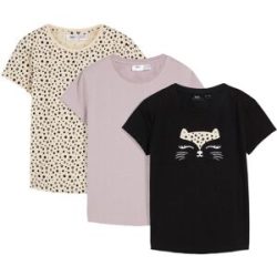 bonprix T-Shirt aus reiner Bio Baumwolle (3er Pack)lila 176Mädchen