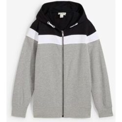 bonprix Kapuzen-Sweatjacke aus weichem Baumwoll-Mixschwarz 176Knaben