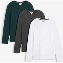 bonprix Langarmshirt mit Bio Baumwolle (3er-Pack)weiß 140Knaben