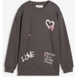 bonprix Sweatshirt aus reiner Bio-Baumwollegrau 128Mädchen