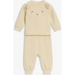 bonprix Weiches Sweatshirt und Hose mit Bio-Baumwolle (2-tlg.Set)beige 56Kinder