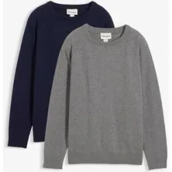 bonprix Feinstrickpullover aus reiner Baumwolle (2er Pack)grau 164Knaben