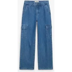 bonprix Loose Fit Cargo-Jeans mit verstellbarem Bund, Straightblau 164Knaben