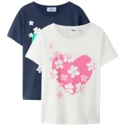 bonprix T-Shirt aus reiner Bio-Baumwolle (2er Pack)weiß 176Mädchen