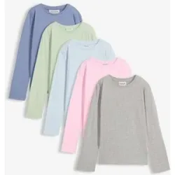 bonprix Langarmshirt aus Baumwolle (5er Pack)grün 146Mädchen