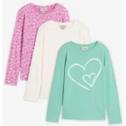 bonprix Langarmshirt aus reiner Bio-Baumwolle (3er Pack)grün 128Mädchen