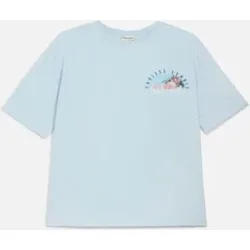 bonprix Loose Fit T-Shirt aus reiner Bio Baumwolle mit großen Rückendruckblau 140Knaben