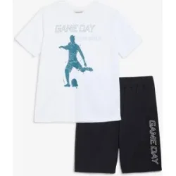 bonprix Sport T-Shirt und Bermuda aus schnell trockneten Material (2-tlg.Set)weiß 164Knaben
