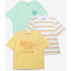 bonprix T-Shirt aus reiner Bio-Baumwolle (3er Pack)gelb 134Knaben