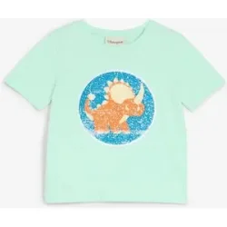 bonprix T-Shirt mit Wendepailletten aus reiner Bio-Baumwollegrün 110Knaben