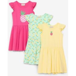 bonprix Jerseykleid aus reiner Bio-Baumwolle (3er Pack)grün 122Mädchen