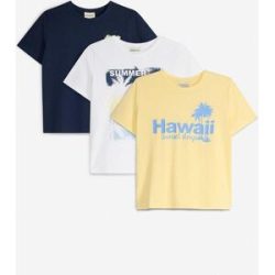 bonprix T-Shirt aus reiner Bio Baumwolle (3er Pack)blau 164Knaben