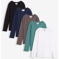 bonprix Langarmshirt mit Bio Baumwolle (5er Pack)schwarz 164Knaben