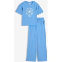 bonprix T-Shirt und Jerseyhose (2-tlg.Set) aus elastischem Baumwoll-Mixblau 146Mädchen